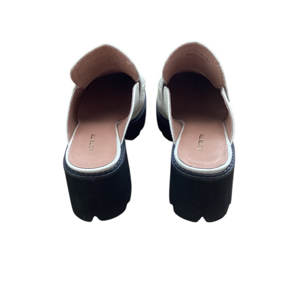 All Black Croc-Embossed White Leather Loafer Mules - Picture 3 of 6